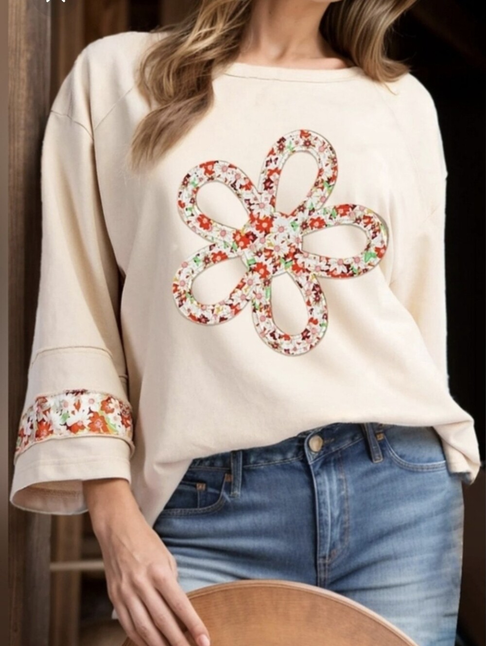 Easel Flower Patch Terry Knit Top | Small & Large | NWT